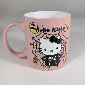 HELLO KITTY pink Halloween mug spiderweb skeleton costume matte finish moon bat